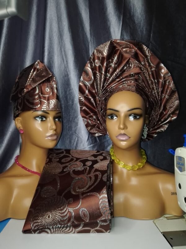 3 pieces sego auto gele silver brown