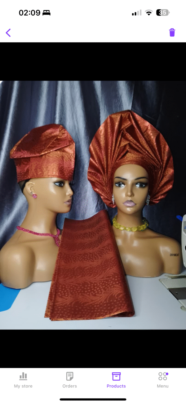 3 pieces sego auto gele brown