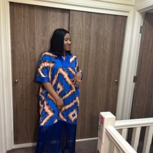 vibrant swirl fringe kaftan dress