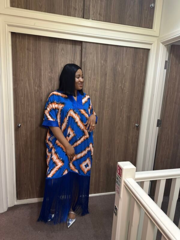 Vibrant Swirl Fringe Kaftan Dress vibrant swirl fringe kaftan dress