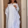 white lace kaftan dress